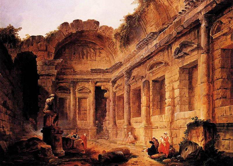 Hubert Robert Dimensions and material of painting oil painting image